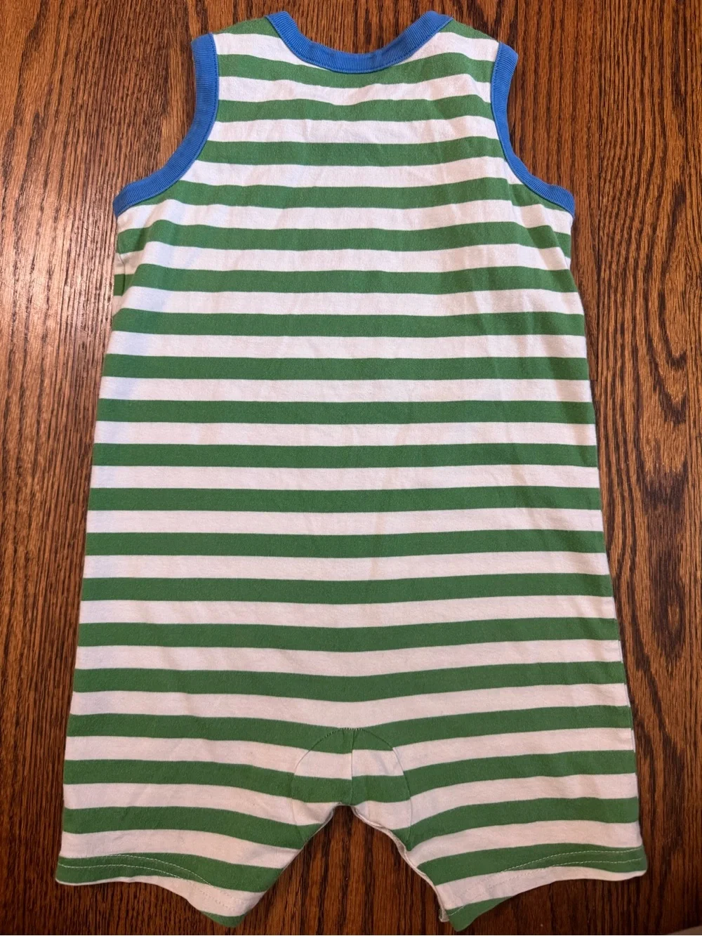 Hanna Andersson 2T Sailboat Striped Tank Romper Green White Cotton Nautical